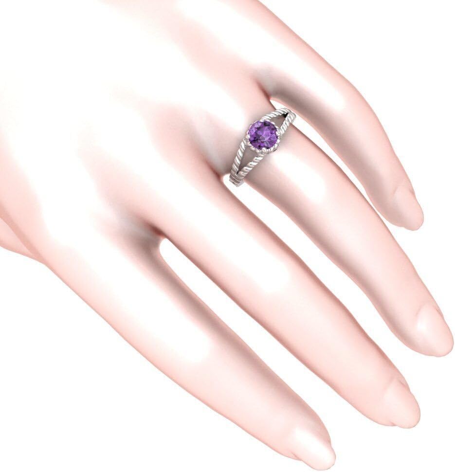 925 Real Sterling Silver Round Cut Prong Gemstone Women Fine Ring - Image 3