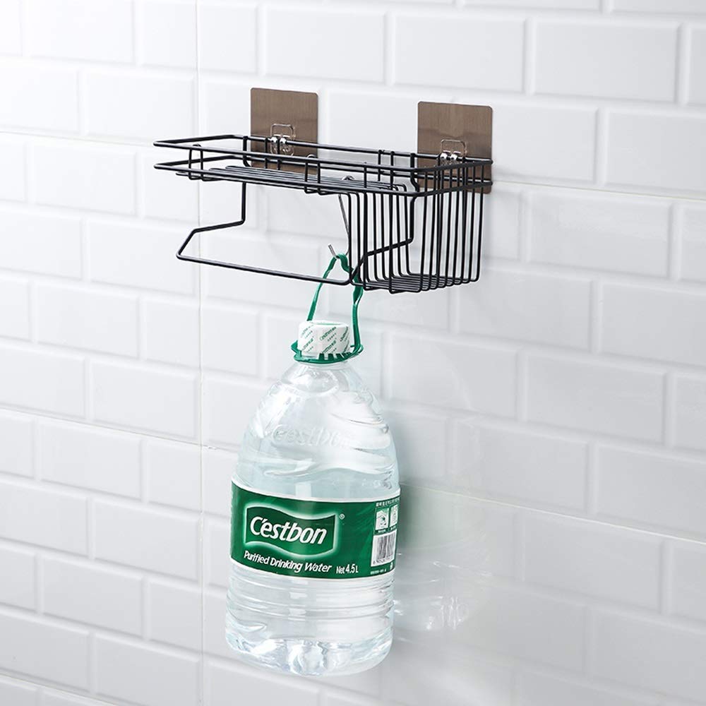 Mobhada Multipurpose Kitchen Bathroom Corner Shelf Wall Mount Storage Rack Bathroom Rack Soap Holder Storage Box Shower Rack Shelf, Bathroom Racks and Shelves, Bathroom Stands and Racks (Black) 3