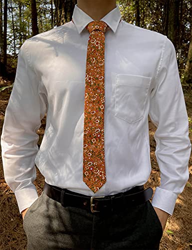 Image of Kebocis Mens Skinny Cotton Floral Tie for Men