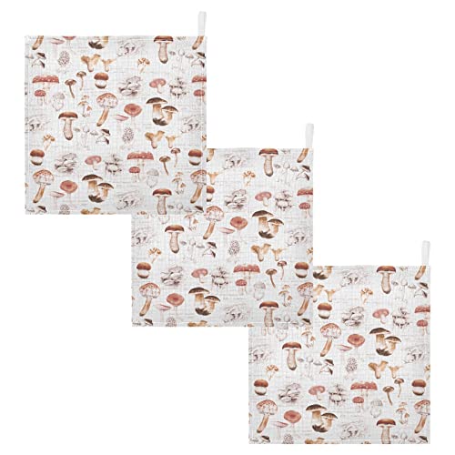 Image of vvfelixl Baby Washcloths Cotton Different Mushrooms Baby Muslin Washcloths Soft Baby Face Towel for Newborn Infants Baby Wipes, 11.8 X 11.8 Inch, 3 Pack