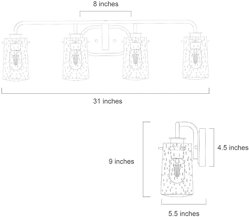 Miniatura 6 de KSANA Lámpara de tocador de baño, 31 pulgadas, lámparas de baño doradas, 4 luces, modernas luces de tocador doradas para baño con pantalla de vidrio