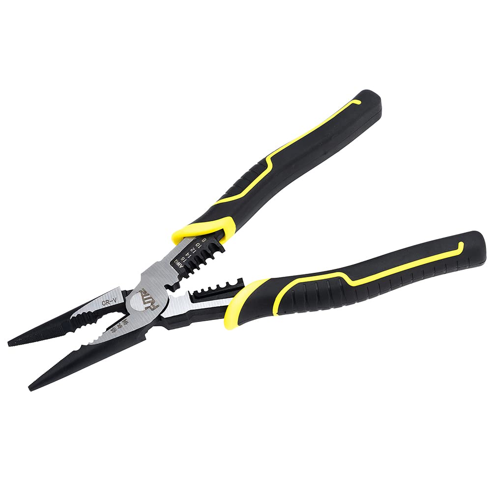 6-in-1 Needle Nose Pliers 9”,Multifunctional Long Nose Pliers with Wire Stripper/Crimper/Cutter Function - Image 3