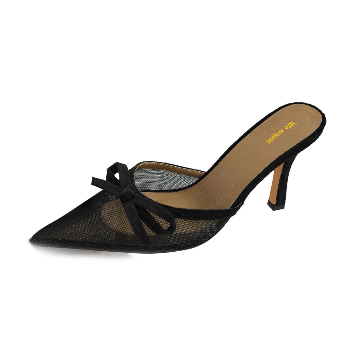 Women Lovely Bows Pointy Toe Mesh Slides Sandals Slip On Stiletto High Heel Mules Comfy Indoor Prom Shoes Size 4-16 US