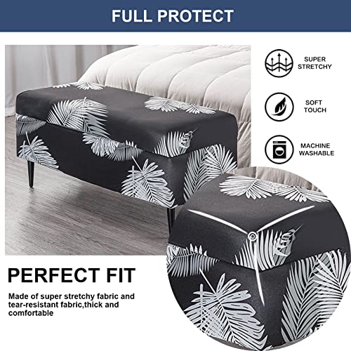 Image of FUANGUI Ottoman Cover Stretch Storage Ottoman Bench Slipcover Printed Folding Storage Bench Ottoman Cover Footrest Stool Slipcover Footstool Protector Cover with Elastic Bottom, Large