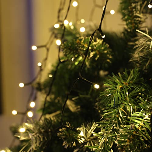 Qelus Guirlande lumineuse 400 LED de 1,75 m, 8 modes, étanche IP44 pour intérieur et extérieur, arbre de Noël, jardin, fête de mariage, balcon, terrasse, blanc chaud Cover