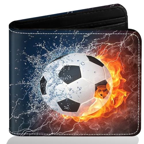 Image of Boys Wallet for Teens, Cool Kids Wallet Soccer for Boys Ages 8-10 9-12 11-15, Funny Leather Bifold Rfid Blocking, Coin Pocket Id Window for Teen Men Youth Guys Birthday Christmas Gifts