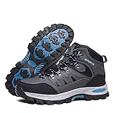 ailishabroy Mens Hiking Boots Waterproof Leather Ankle Boot Unisex Mid-Top Outdoor Senkers Running Shoes Camping Shock-Absorbing Lightweight Boots