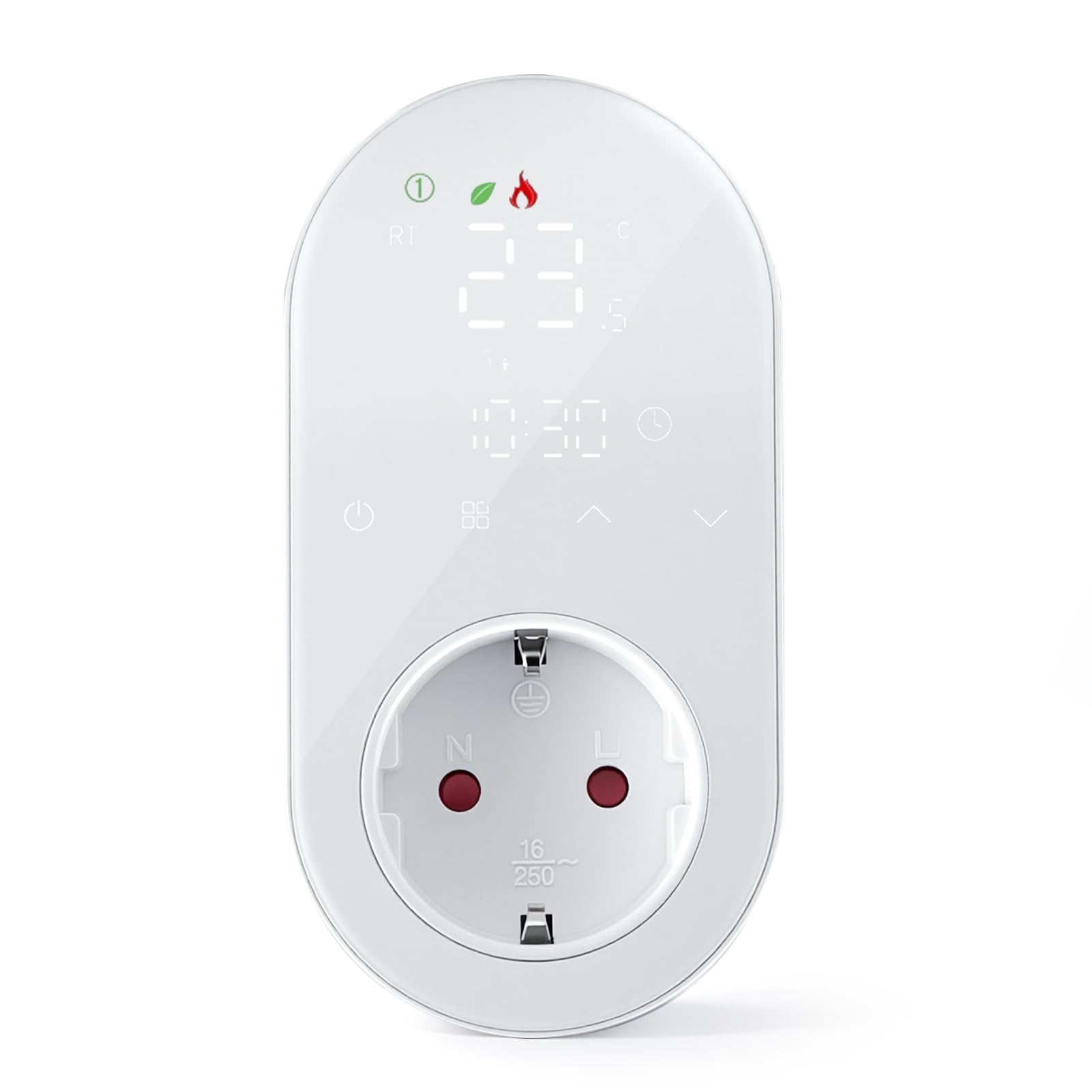 Presa termostatica Wi-Fi, 220 V, 16 A, Regolatore di Temperatura Programmabile con Modalità di Riscaldamento e Raffreddamento, Termostato Digitale a LED, compatibile con Smart Life/Alexa
