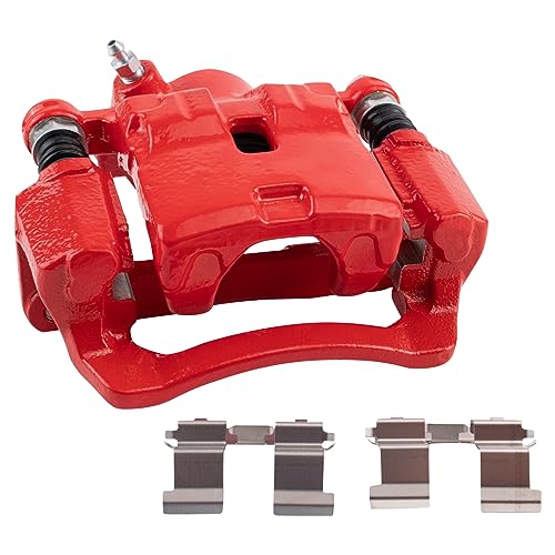 Image of TRQ Rear Left Brake Caliper w /Bracket Performance Red Drivers Side | For 2009-2013 Subaru Forester 2008-2014 Impreza 2015-2019 WRX