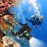 WINDFIRE Scuba Diving Headlamp, Rechargeable Dive Light, IPX8 Waterproof Underwater Headlight with 3 Modes & Power Indicator, High Lumen, Long Runtime, Diving Torch for Snorkeling, Cave Exploration