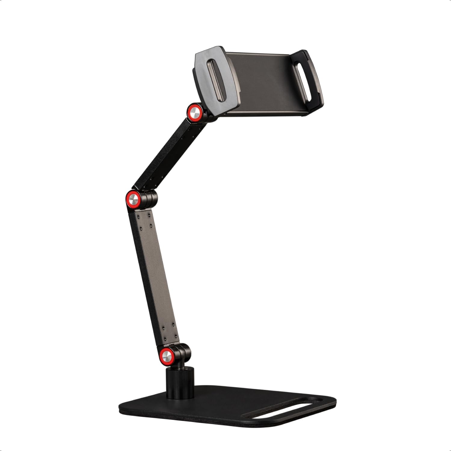 Suporte de Mesa para Tablet com Base Giratória 360° em Alumínio Resistente com Pedestal e Braço Articulável Ajustável Dobrável e Retrátil na Vertical Compatibilidade Universal com Tablets (Preto) 4 51XRoruDDTL. AC SL1500