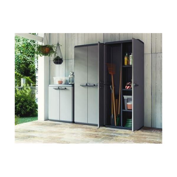 Keter Più Kunststoffschrank, niedrig, anthrazit/schwarz, 68 x 39 x 83 cm – Bild 5