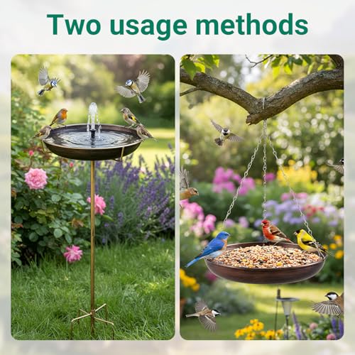 Glooglitter 32" H*12" W Solar Bird Bath Fountain 2-in-1 Hanging and Stake by Glooglitter - Used condition - Image 2