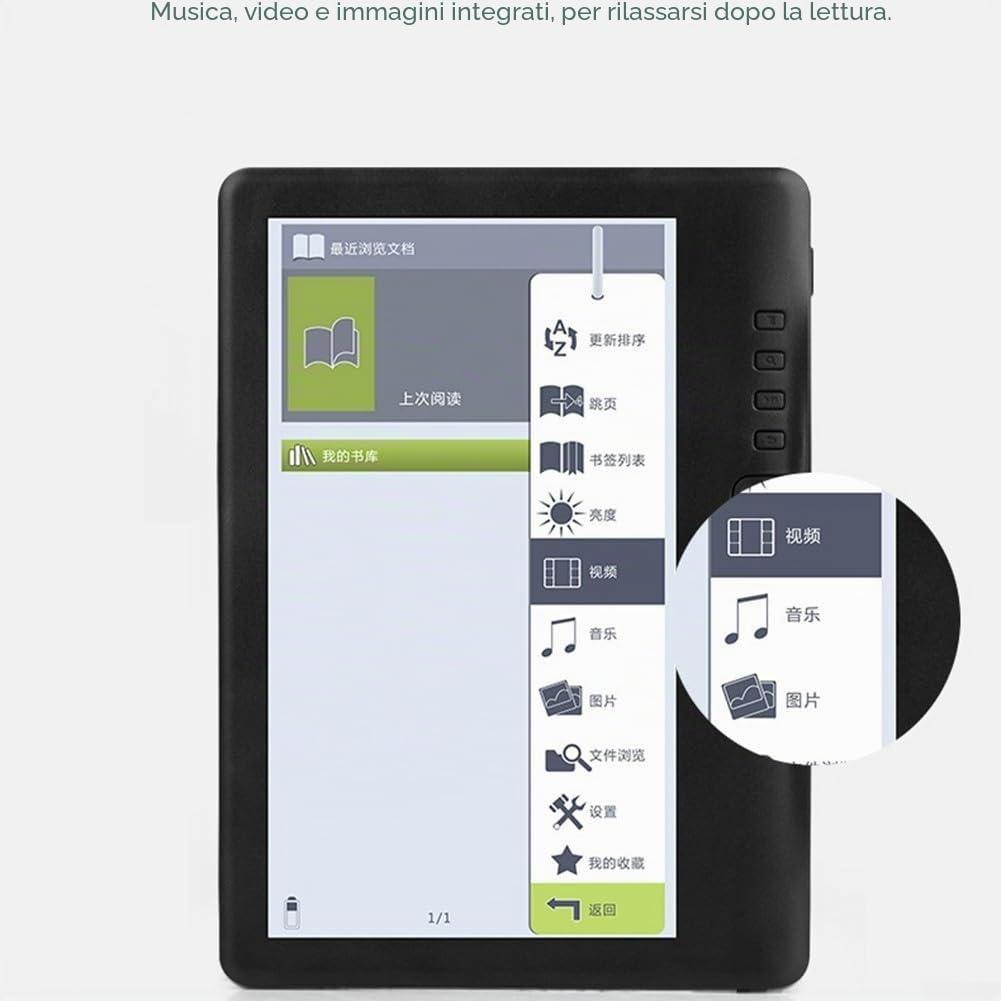 Lettore eBook portatile da 7 pollici avanzato con opzioni personalizzabili e batteria a lunga durata per la lettura (512M+4GB)
