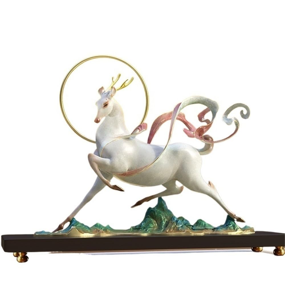 AFGFGHES Statue Home Copper Desktop Deer Ornaments Living Room Handmade Statue Study Office Rockery Decoration Crafts Brass Figurine