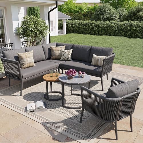 5-6 Sitzer Lounge Möbel Outdoor mit 2 Couchtisch, Modulare Garten...