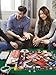 Felt Card Table Game Cover,36.2 Inch Round Tablecloth,Game Table Topper Mat Fit 36-48 Inch,Elastic Foldable Poker Table Cover Protector for Card Games, Mahjong, Board Games, Dice Games, and More