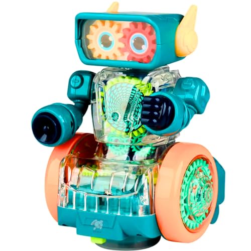 Storio Robot Rotating Gear Toy - Transparent Gear Electric Walking Robot Musical Toy for Kids, 360 Degree Rotating Bump & Go Robot Toy with Flashing Lights & Sound for Children (B0D3DLKR2G) Amazon Price History, Amazon Price Tracker