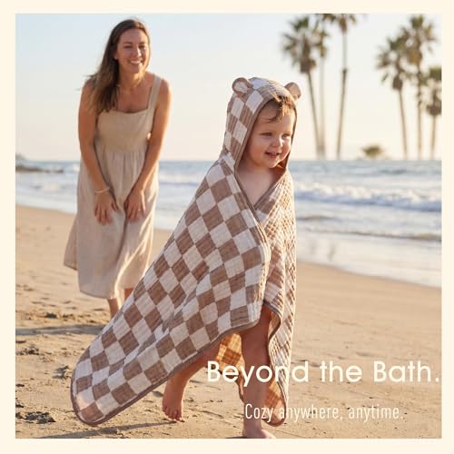 Image of Ultra-Soft Muslin Toddler Hooded Towel - 55 x 28 Inches, Ideal for Bath & Beach, Suitable for Both Boys & Girls from Newborns to Toddlers
