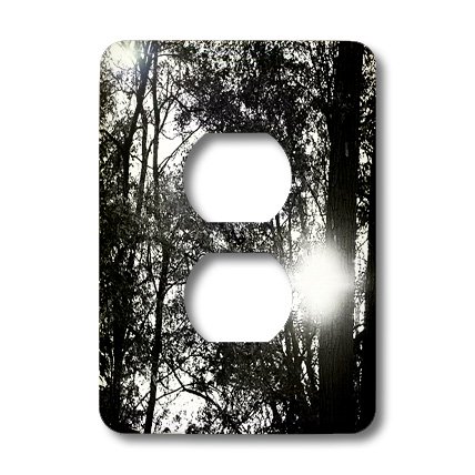 Forêt d'arbres noir et blanc plaque 2 prises de prise 3dRose lsp_79747_6