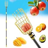 Fruit Picker Pole Tool, 35-75" Adjustable Long Pole Picker,Ladder-Free Harvesting Aid,Safe for Elderly&Children,Durable Stainless Steel Designβfor Picking Apples,Avocados,Oranges,Grapefruit,Plums,Pear