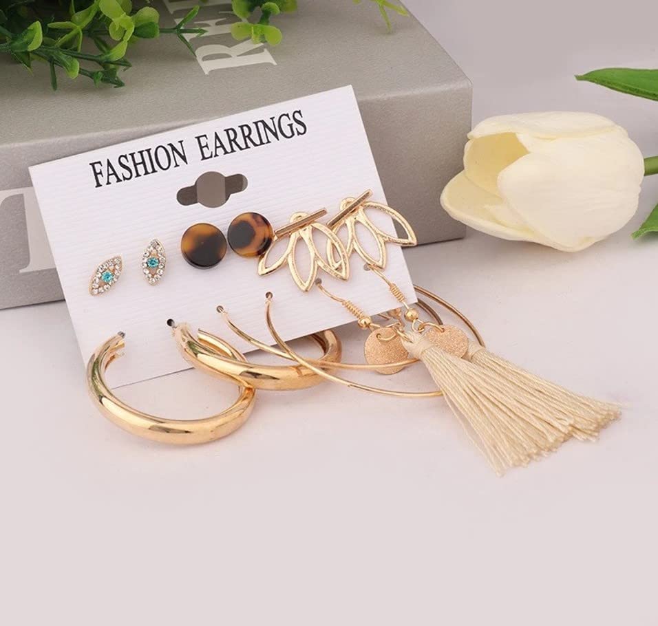 Image of ANNACREATIONS Stylish combo of pearl stud hoop earrings set for Women Girls