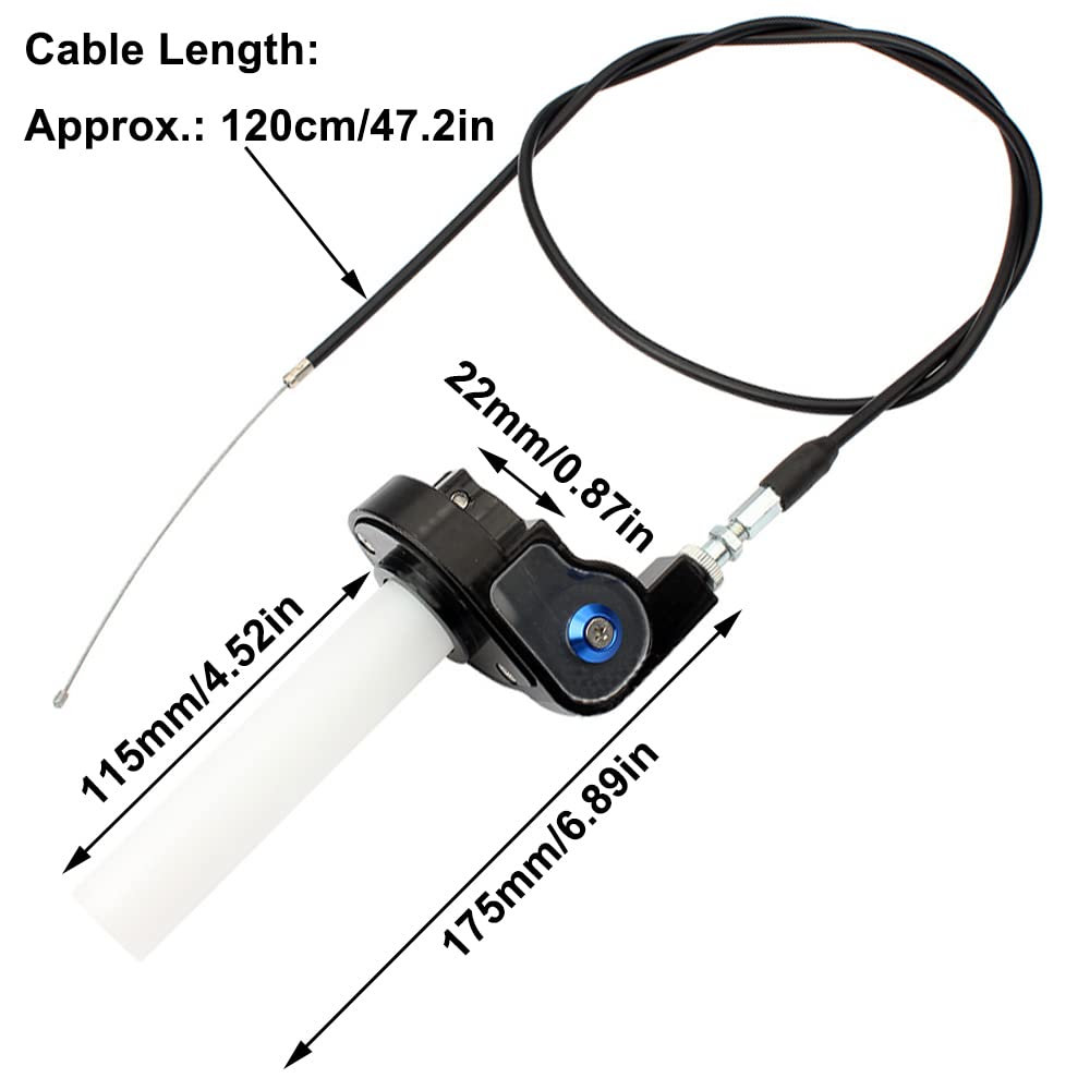 Manopola Dell'acceleratore Nero con Cavo, Manubrio dell'Acceleratore a Torsione in Alluminio da 7/8 Pollici Kit per ATV, Quad, Dirt Bike