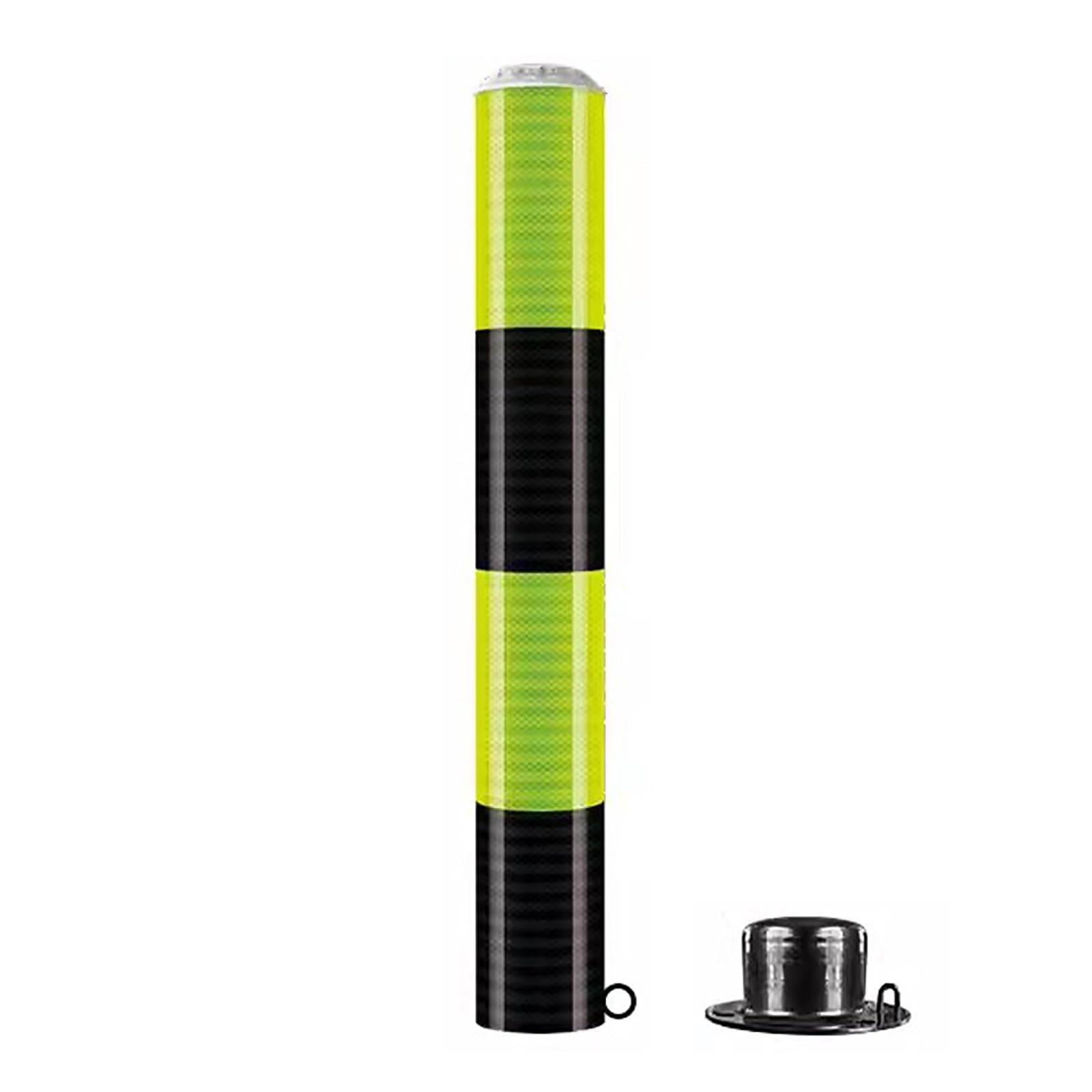 Bolardo de seguridad solar LED desmontable de tubo de acero, barrera de estacionamiento de 80 cm con cinta reflectante, para delimitación de tráfico en entradas de vehículos y almacenes, color verde.