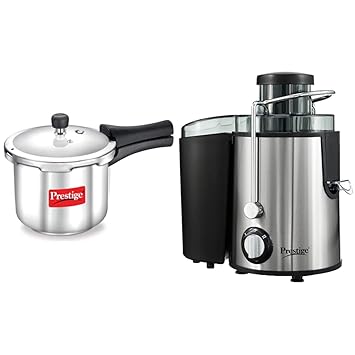 Prestige Popular Stainless Steel Pressure Cooker, 2 Litres, Silver + Prestige PCJ 7.0 500-Watt Centrifugal Juicer