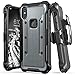 Vena iPhone X Case, [vArmor] Rugged Military Grade Shock Absorption Heavy Duty Case with Belt Clip Swivel Holster & Kickstand Hard Shell for Apple iPhone X/10 - Black/Space Gray