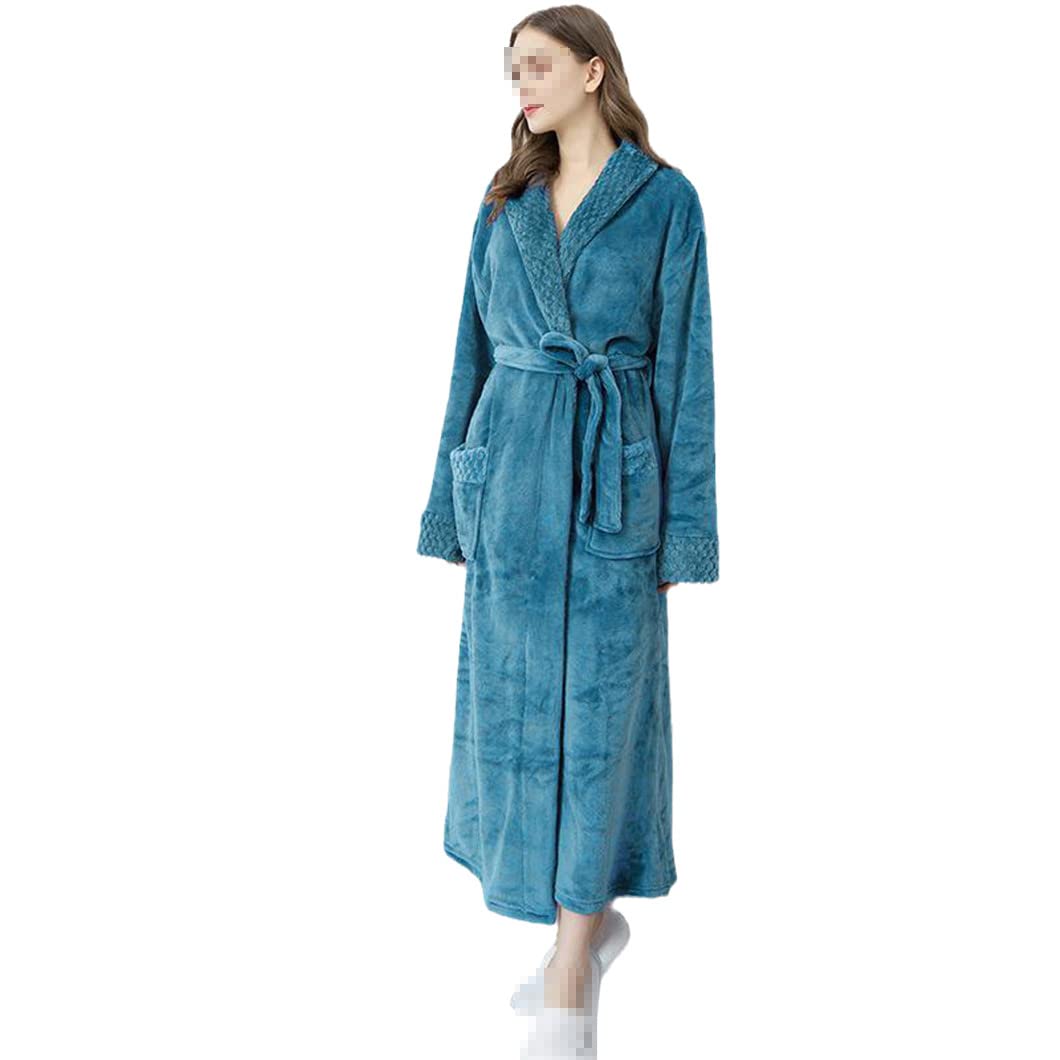keusyoi Zimowa męska bielizna nocna pogrubiona flanelowa kimono szlafrok bielizna nocna damska na co dzień miękka koszula nocna z polaru szlafrok domowy