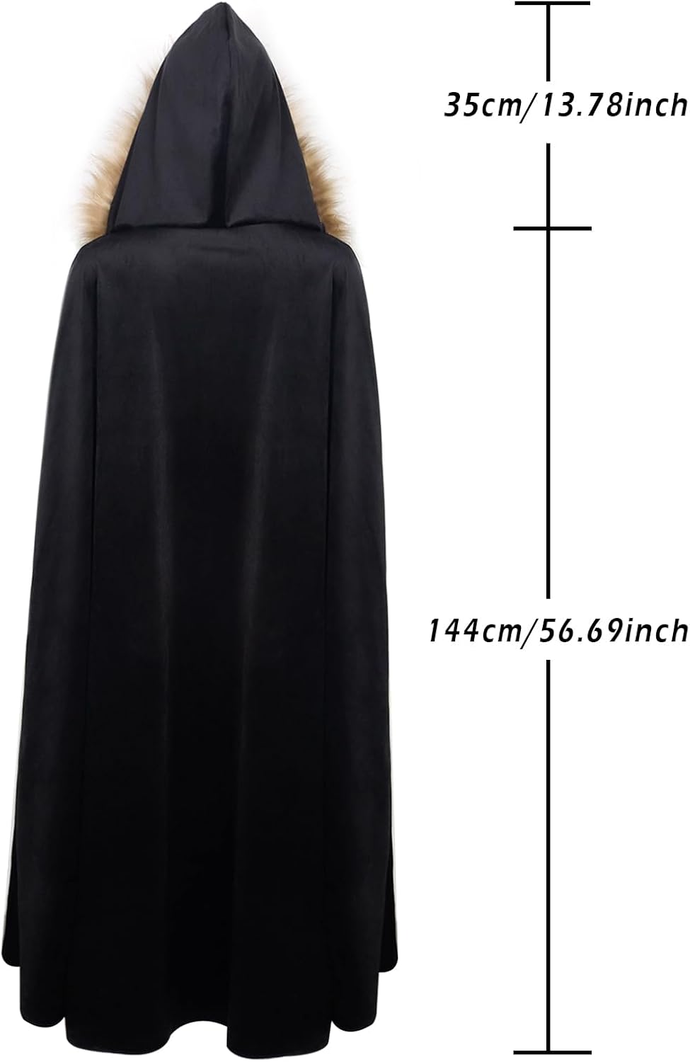 Joukavor Viking Fur Hooded Cloak Medieval Velvet Cape with Hood for Halloween - Image 6