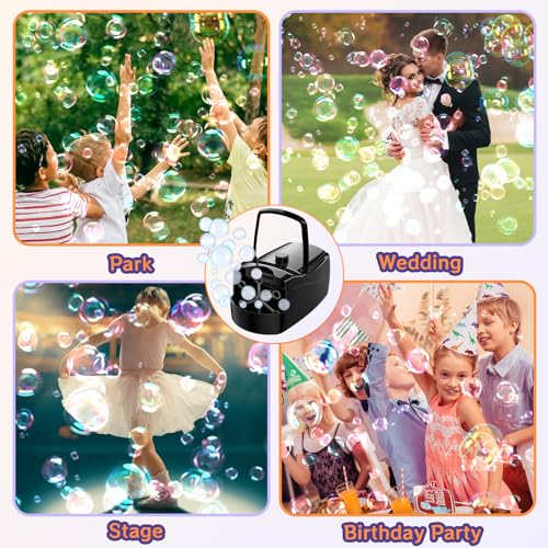 bubble machine automatic 18000 per minute big bubbles blower maker for kids toddlers with 2 speeds6 wandsoperated by plugin or batteries for outdoorindoor birthday partieswedding black