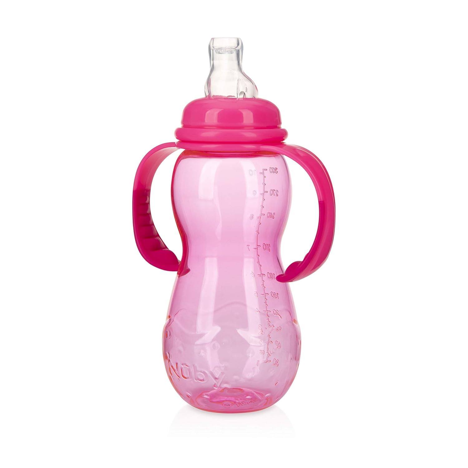 Nuby Non-Drip 3-Stage Bottle 11 Ounce, 2 Count (Pink/Purple)