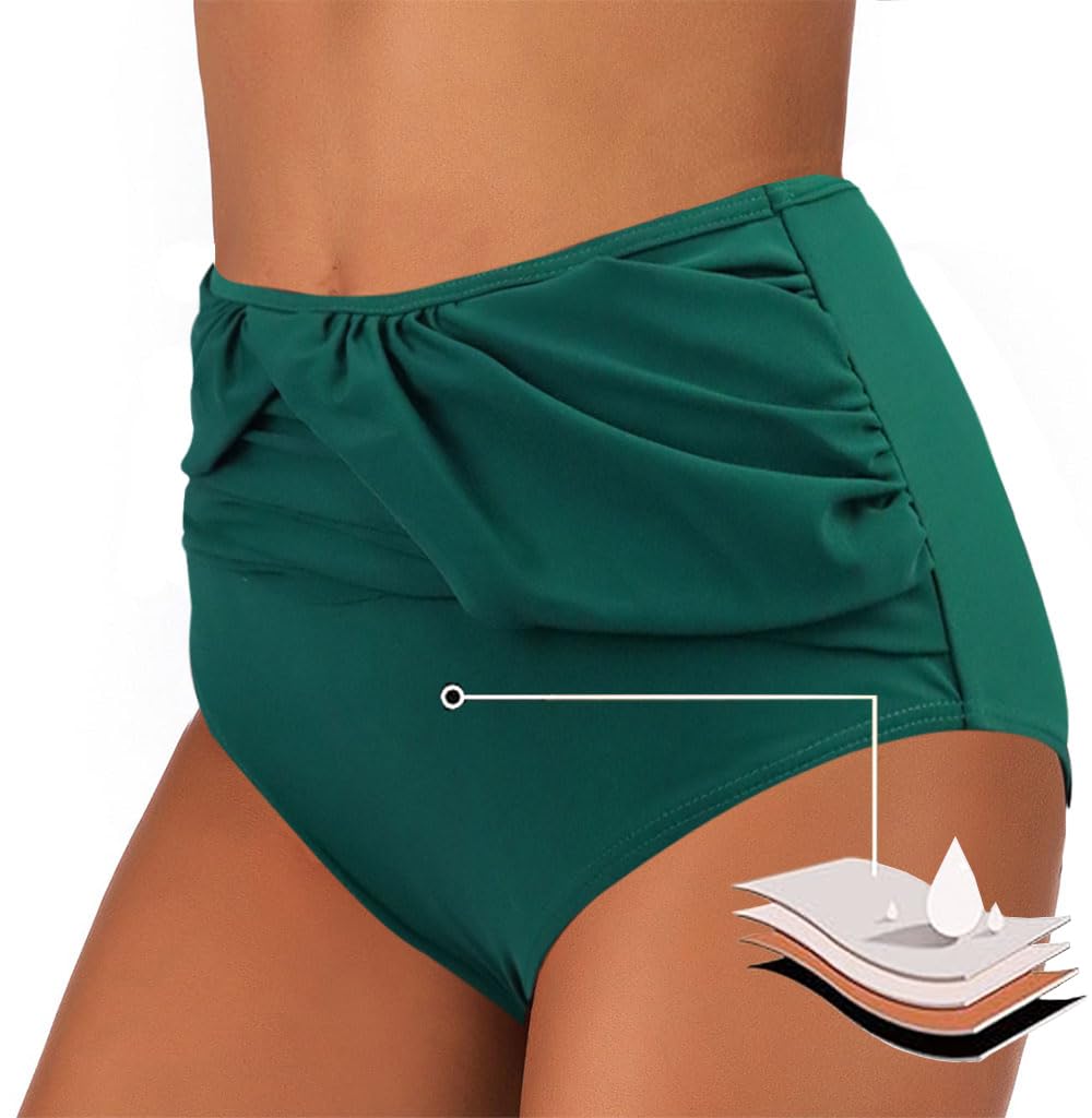 Rayson Braga de Bikini para Mujer Braguita de Bikini Cintura Alta Ruched Elástica Parte de Abajo Bikini Interior Pantalones de Playa de Gran