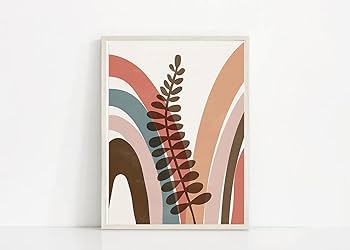 Amazon｜レインボーラインリーフポスターとプリント抽象的な