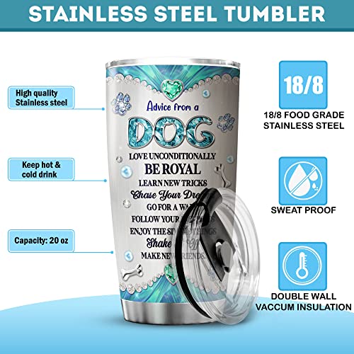 Zoxix Advice From A Dog Insulated Tumbler Jewelry Style Stainless Steel Travel Cup With Lid Pug Bulldog Gifts Novelty Pet Lover Mug Insulated Large Birthday Present For Dog Owners #TOP6