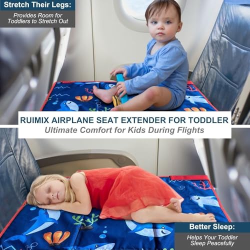 Ruimix Toddler Airplane Bed | Toddler Travel Essentials | Flyaway Kids Bed Airplane | Portable & Easy to Clean | Fit for Various Modes of Travel | Must Have (Black Dino)