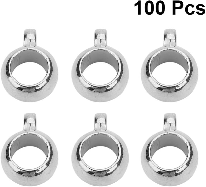 Milisten Bail Beads Charms Bail Tube Beads Spacer Bead Bail Beads Hanger Fit Charm Pendant Bead Connector Jewelry Making Supplies 100pcs (Silver 5mm 8mm) - Image 3