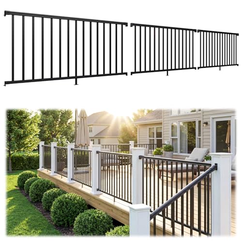Image of Egadis 3 Pack 36 in x 6 ft Aluminum Porch and Deck Railing Kit Without Post