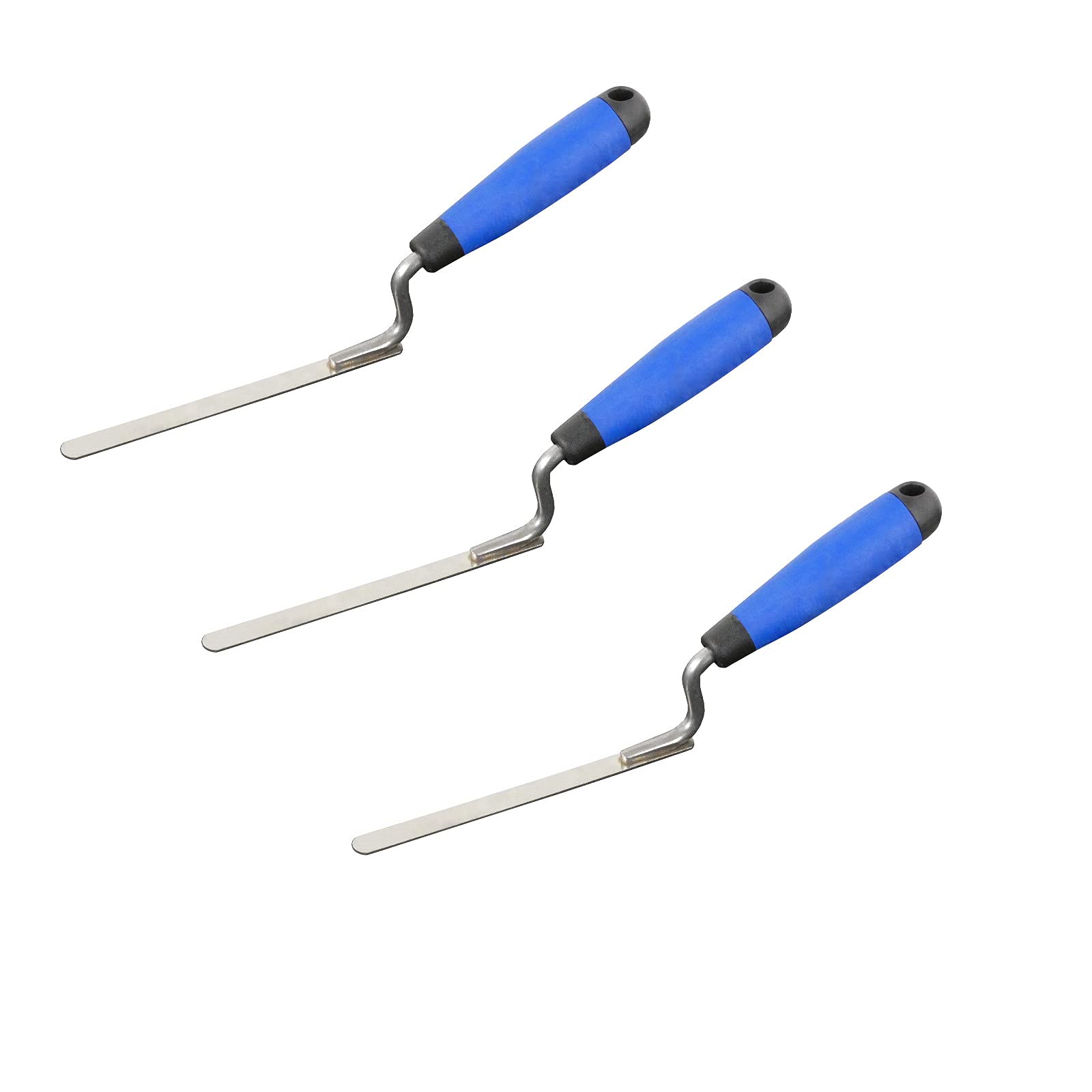3er Set DEWEPRO® Fugenkelle - Fugkelle - Fugeisen - Fugeneisen mit flexibler Edelstahlklinge - Breite: 8mm - Fugenformer - Fugformer mit Edelstahlblatt und Softgriff