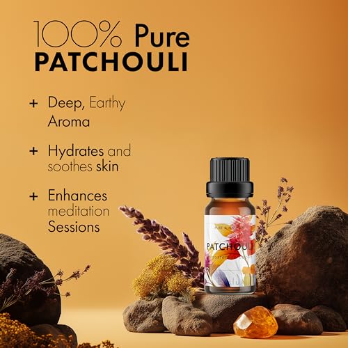 Image of Esslux Patchouli Essential Oil Improves Appearance of Dry Skin - 100% Pure, Therapeutic Grade - Used for Aromatherapy, Stress Relief & Sleep - 90 ML