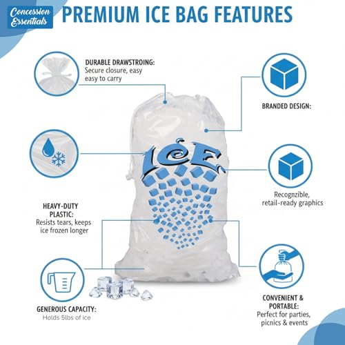 Bolsa para hielo con cordón y asa de algodón 5 lb x 100 miniatura 3