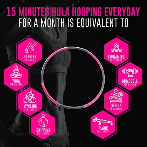 Lemail wig Hula Hoops for Adults Weight Loss, Weighted Hula Hoop for Exercise and Fitness, 8 Sections Adjustable Weights, Weighted Hoola Hoop for Adults and Home Workout