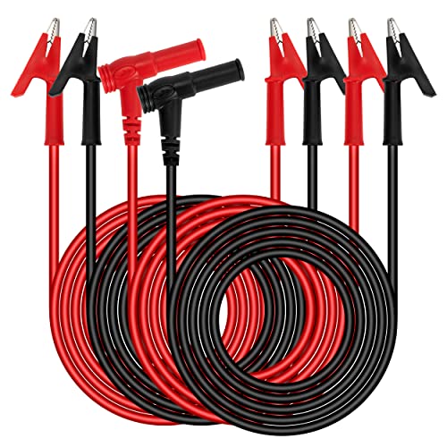 Câbles Testeur Multimètre avec Pince Crocodile Electrique Fiche Banane 4mm vers Pince Crocodile pour Multimetre Professionnel Testeur Electrique Noir Rouge 4 Pièces