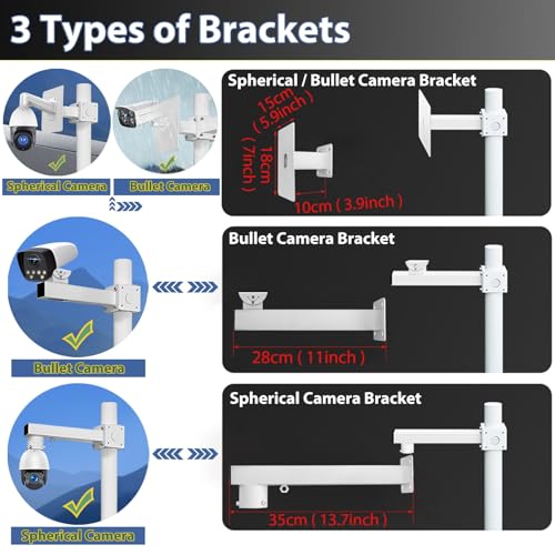 Support réglable pour caméra de sécurité extérieure, poteau universel pour la surveillance, métal durable pour la maison et la ferme