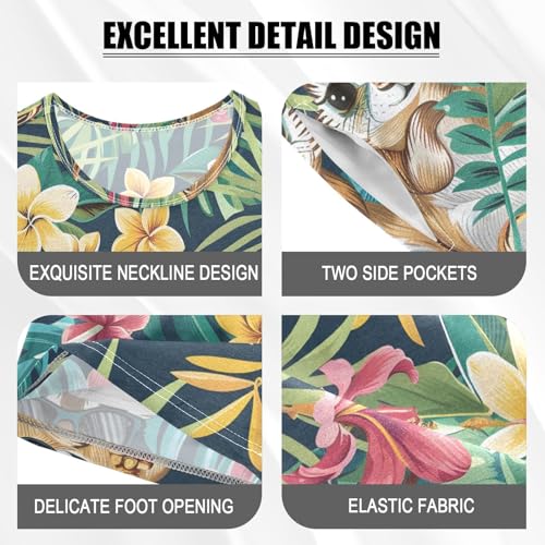 ALAZA Pineapple Capybara Palm Leaf Pajamas Short Sleeve 2 Piece Sleepwear Top and Bottom Pajama Set Unisex4