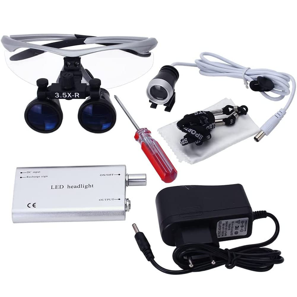 Brillenlupe, Dental Lupenbrille Zahnarzt,Medizinische Lupenbrille Mit Licht,Kopfband Lupen, Binokular Lupen Surgical Loupes,Chirurgische Medical Für Lesen Handwerk Juweliere Nähen Und Reparatur 3,5 x