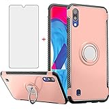 Phone Case for Samsung Galaxy A10 M10 with Tempered Glass Screen Protector Cover and Magnetic Stand Ring Holder Slim Hybrid Hard Cell Accessories Glaxay A 10 Gaxaly 10A A105M 6.2 Cases Rose Gold