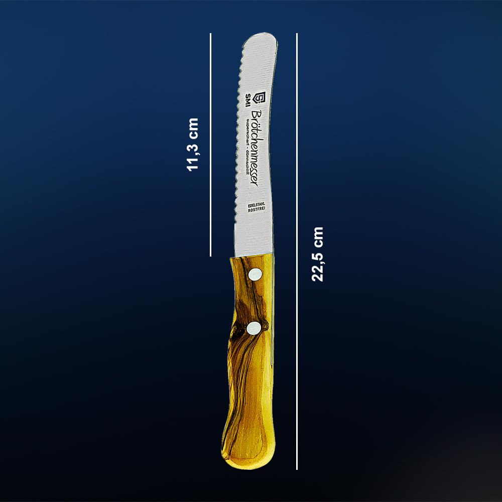 Coltello Pane Seghettato SMI - Lama 20cm Manico Legno Made In Germany